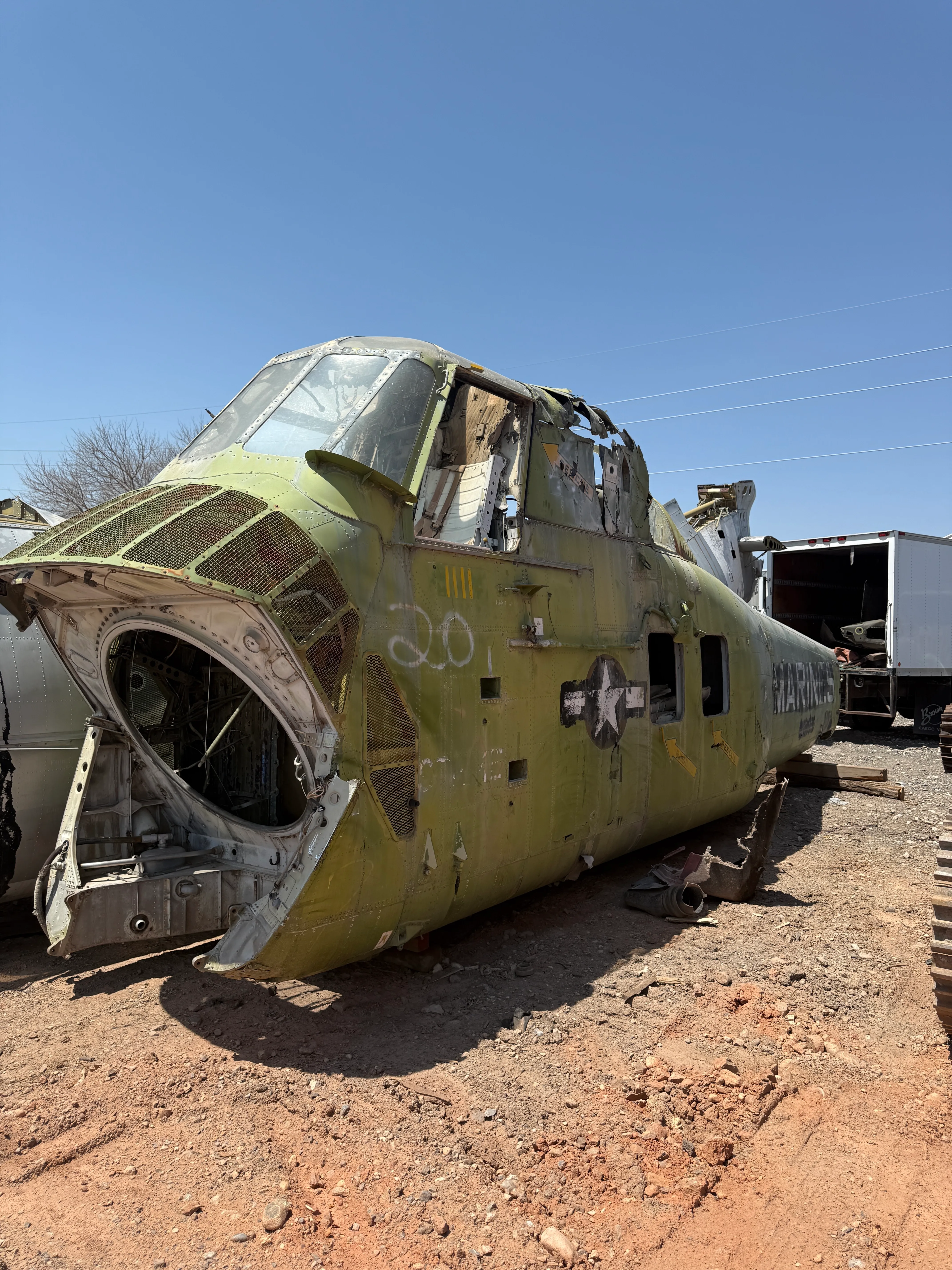 Decommissioned Military Helicopter Fuselage for Restoration